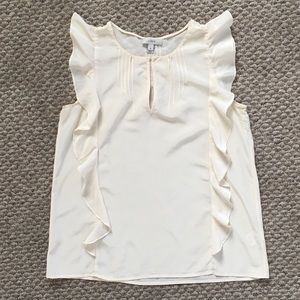 Cream-colored J.Crew 100% silk ruffle blouse